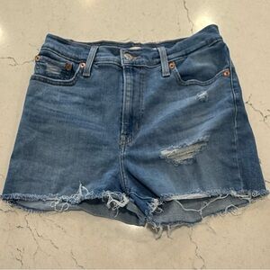 Levi Strauss & Co. High Rise Cut Off Denim Shorts Distressed Blue Size 29